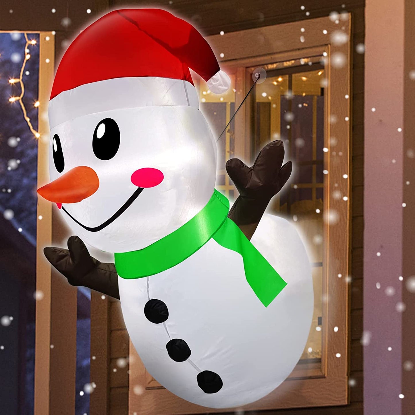 3.5ft Christmas inflatable with LED lights, Santa Snowman