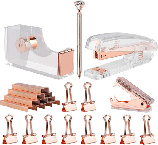 Rosegold Desk Accessory Kit, 10-Piece