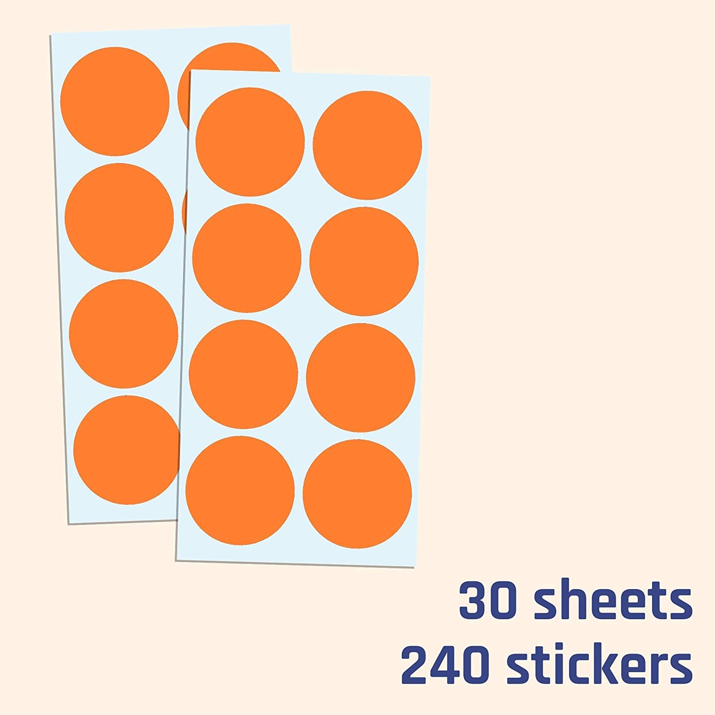 2" Round Coding Labels - Orange, 240-Pack