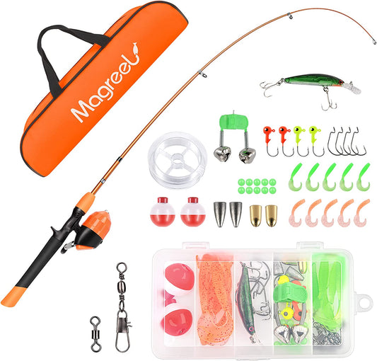 portable fishing rod and reel combos, Color: Bright Orange