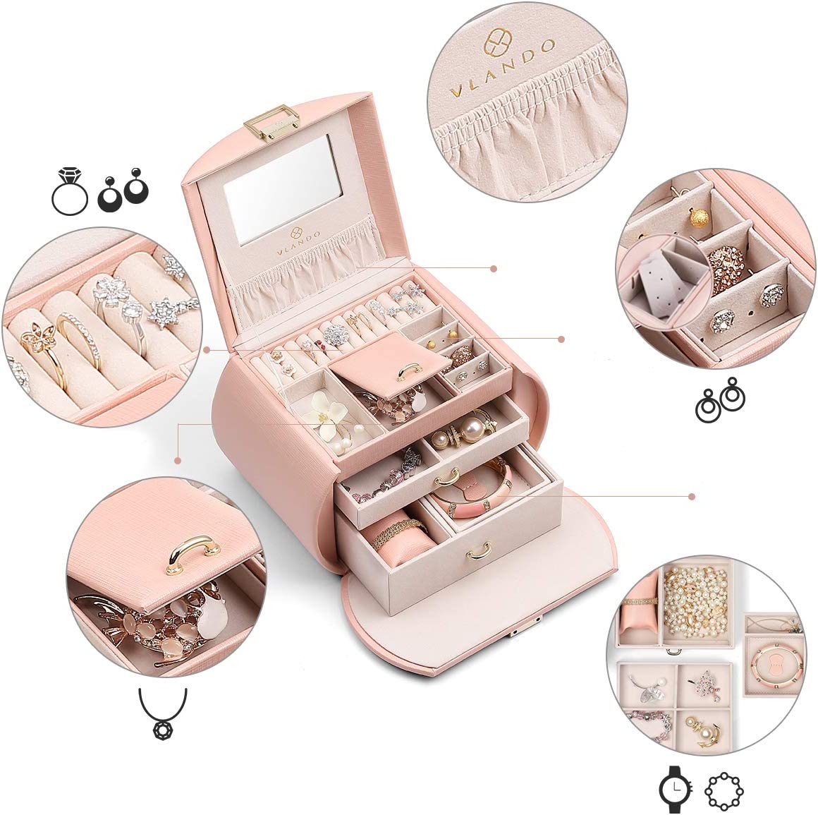 Dutch Design Team Princess Style Jewelry Box,(Pink)