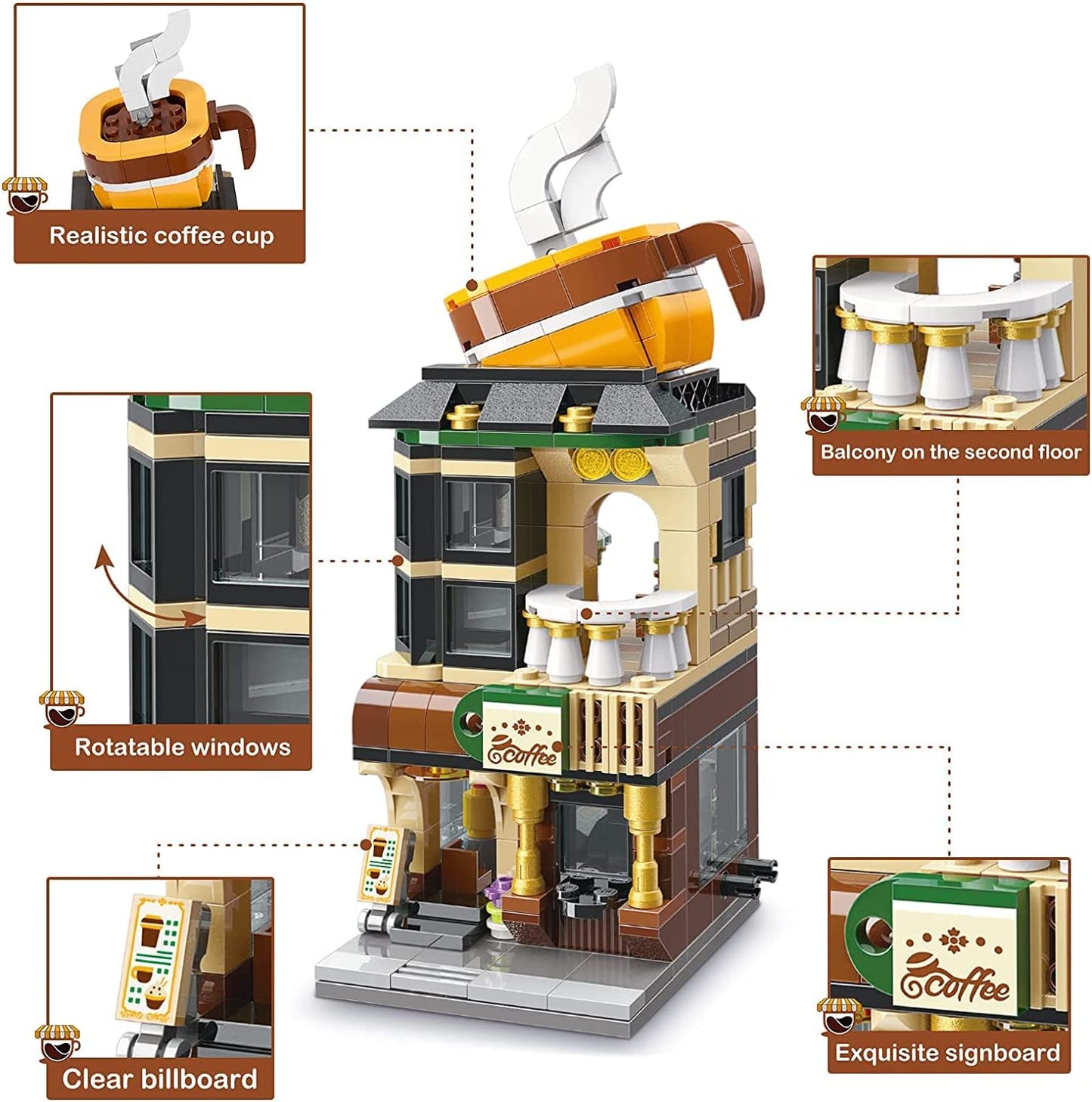 Building Block Toy, (332 Pieces) Crossroad Café