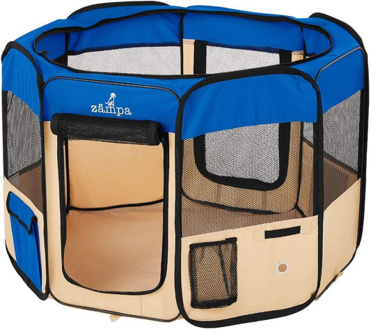 Collapsible Pet Playpen, Waterproof, Blue, 36" x 36" x 24"