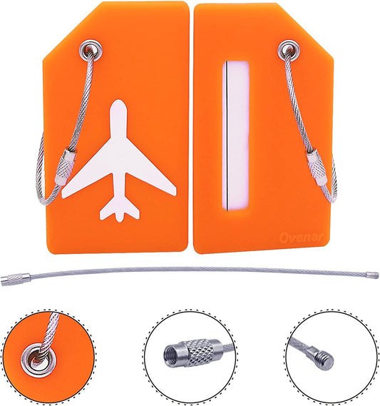 Adjustable Straps & Silicone Tags for Luggage (Orange 2 Set)