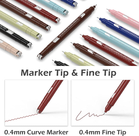 double ended pens with 6 different curves, 8 different colors