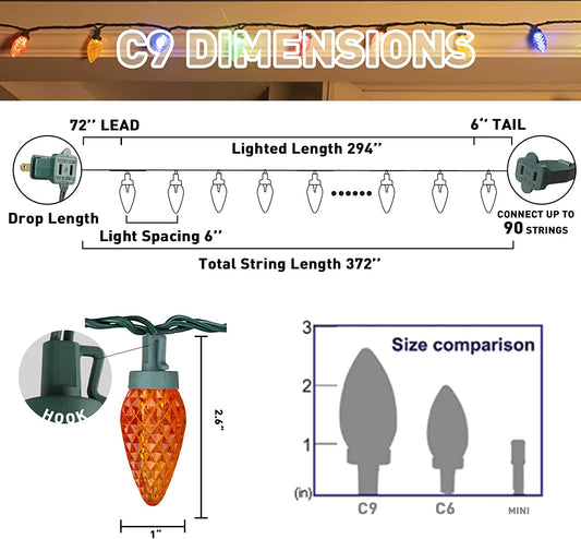 Outdoor Christmas lights 2 Pack 31ft 50 LEDs