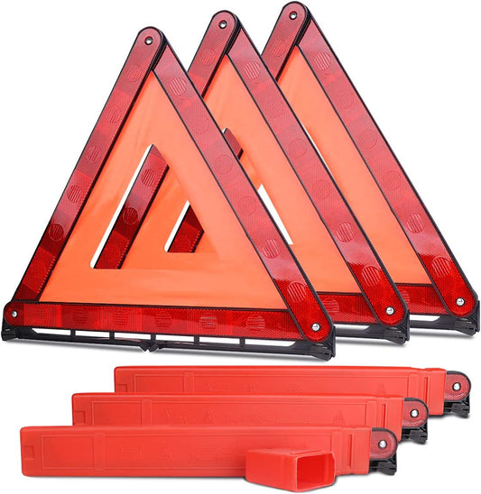 Set of 3 safety triangles with emergency warning reflector