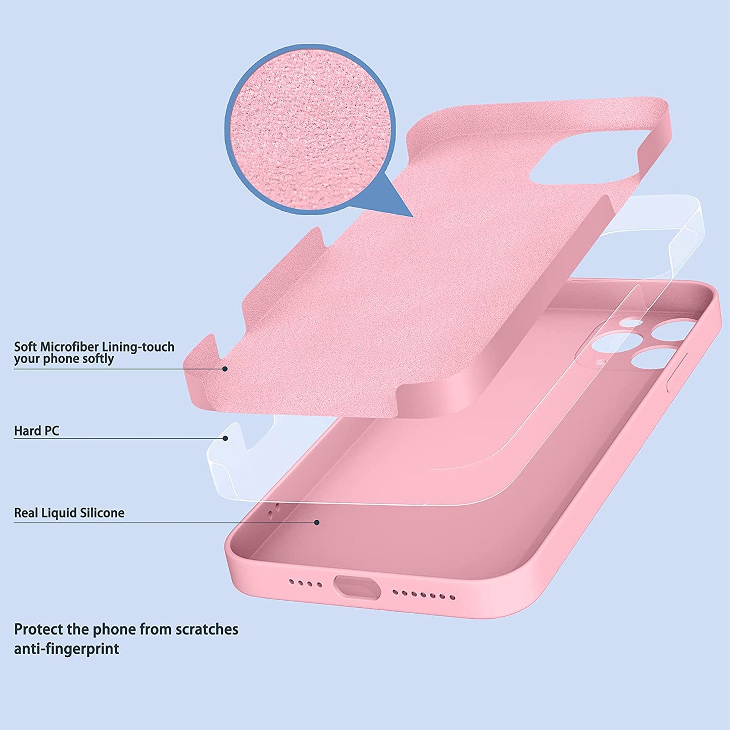 Silicone phone case, Crystal Pink, 6.5 inches