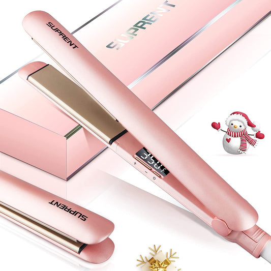 2-in-1 Ceramic Hair Straightener, Heats Up Quickly, Pink