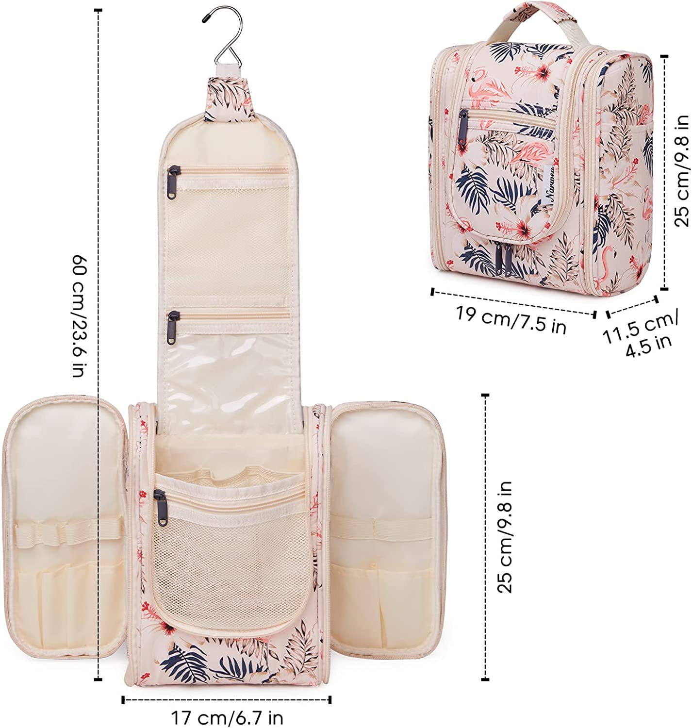 Women's Cosmetic Organizer (Flamingo, Medium, Beige)