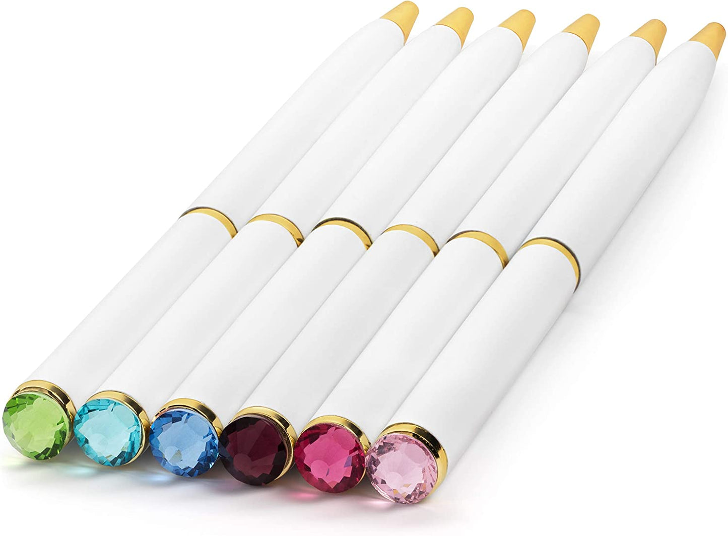 Set of 12 Colorful Gem-Top Pens