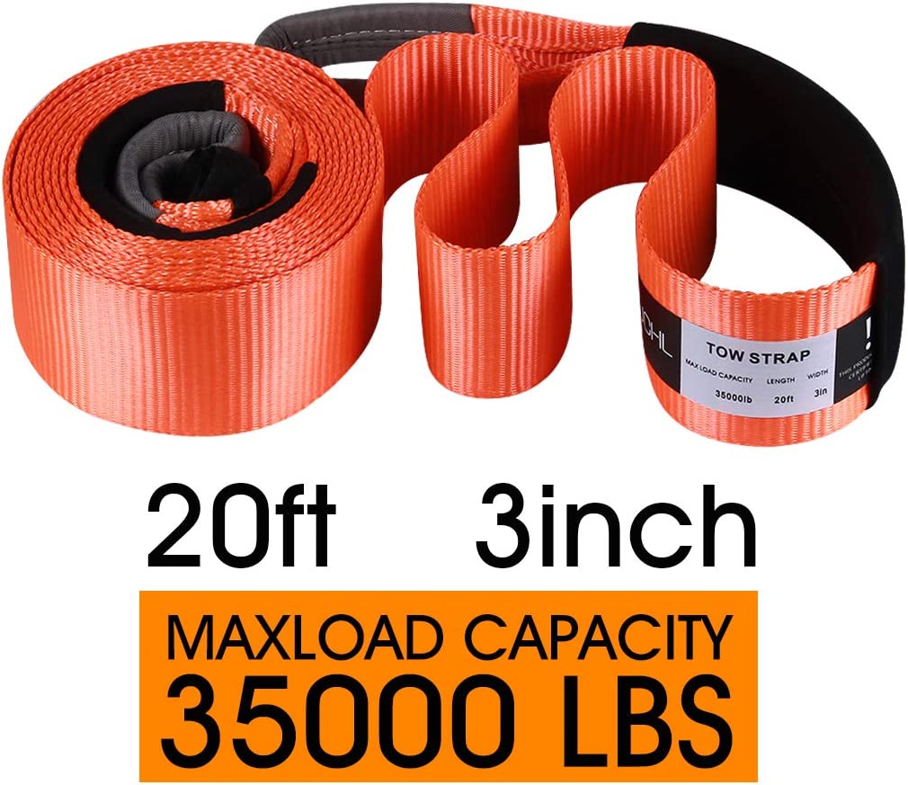 Recovery Strap for Trailer, 18 Ton (Color: 3"x 20 ft)