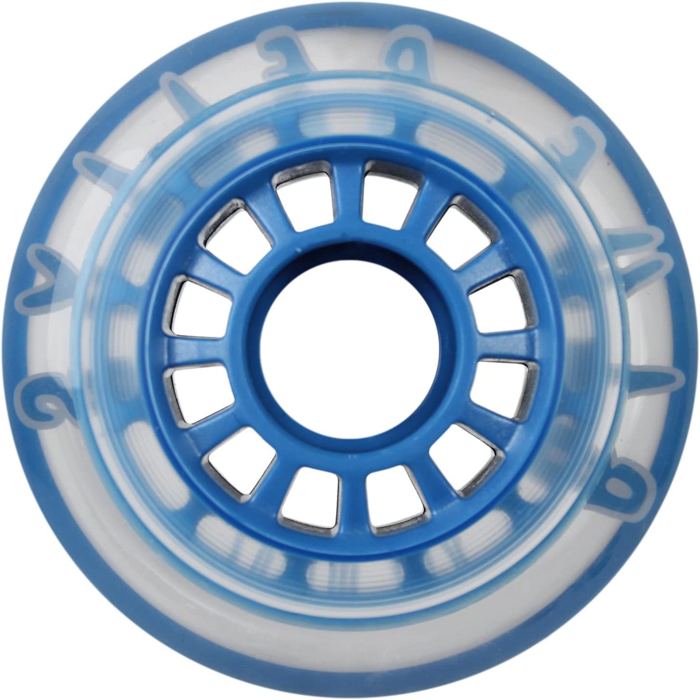 8 inline skate wheels 76 mm 78a, transparent/blue