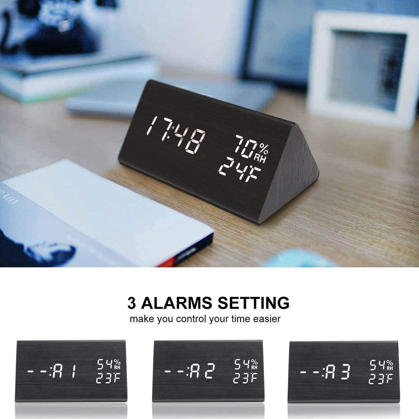 Digital alarm clock, with electronic LED time indicator