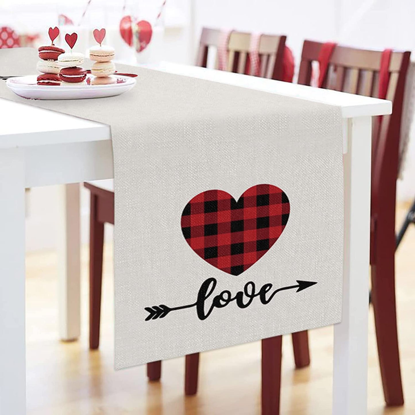 Valentine's Day Table Runner 13" x 90", Red & Grey