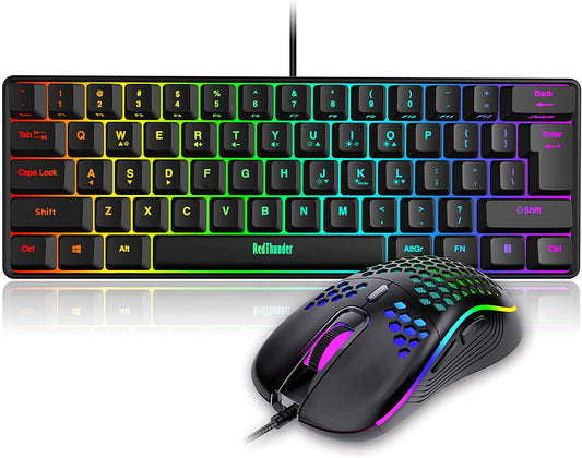 60% Ultra-compact Mini Keyboard with RGB Backlight, Gamer (Black)