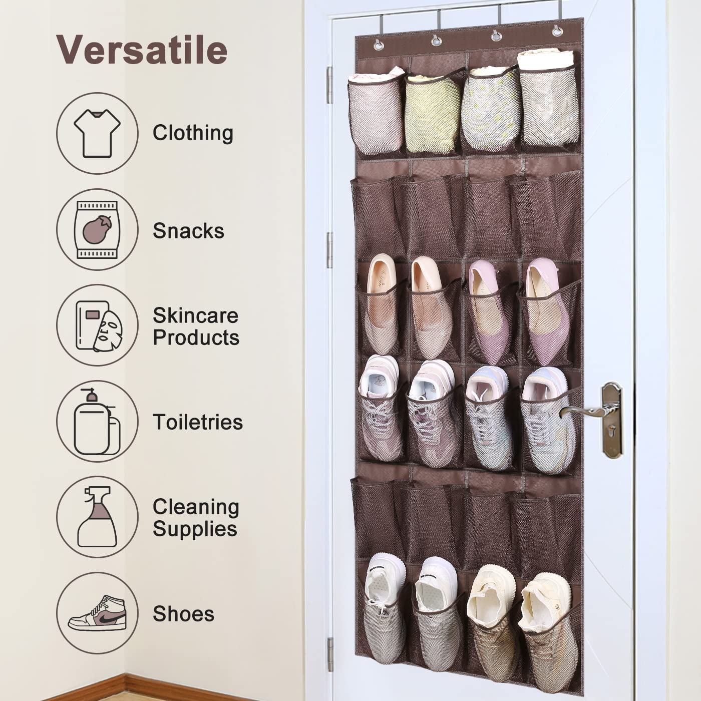 Over the Door Shoe Organizer (24 Pockets) Color: Tan