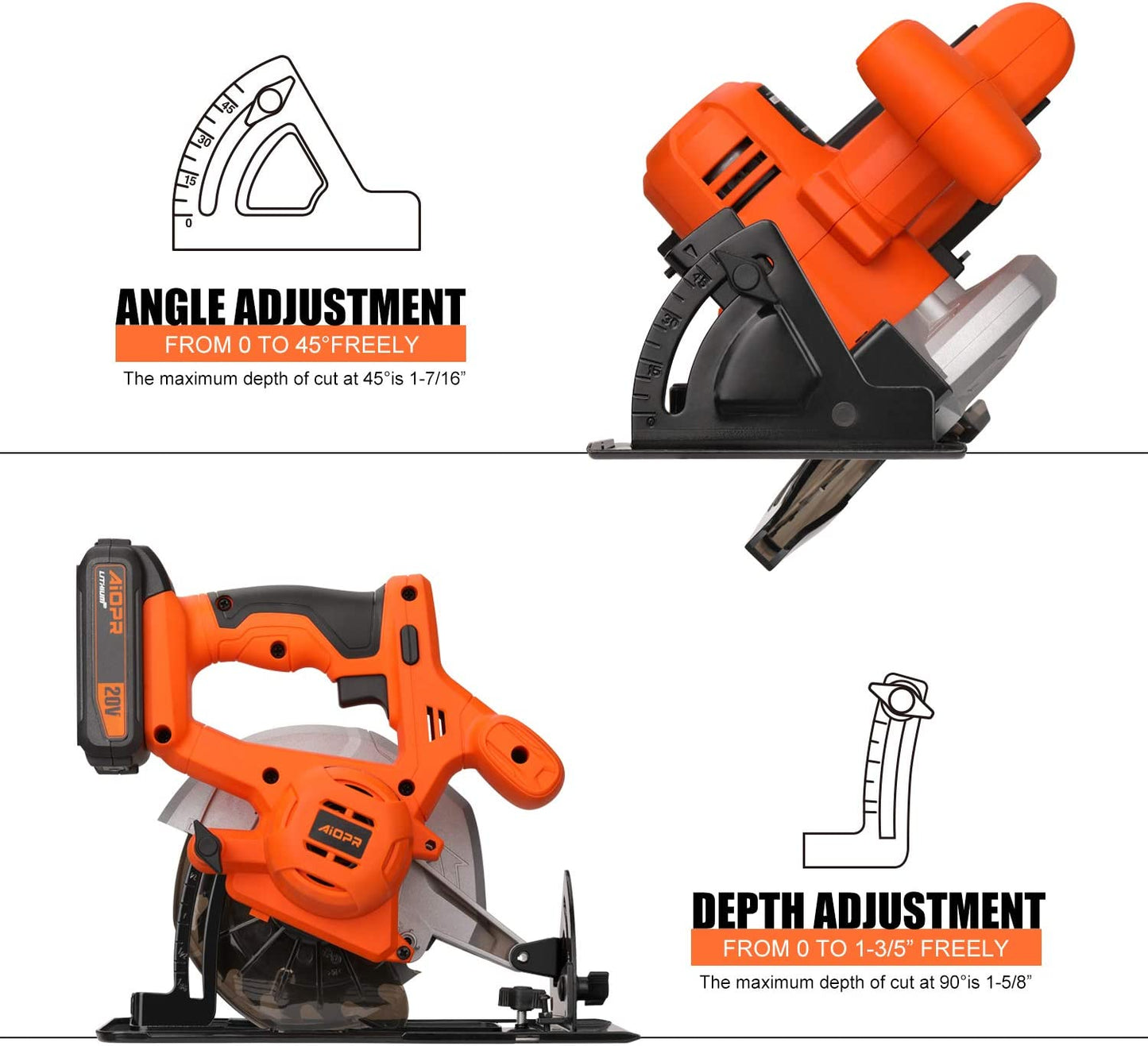 Cordless Circular Saw with Rip Guide and 2 Blades