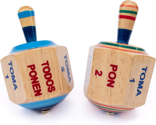 Wooden Spinning Top Game - Set of 2 - 4 inches tall