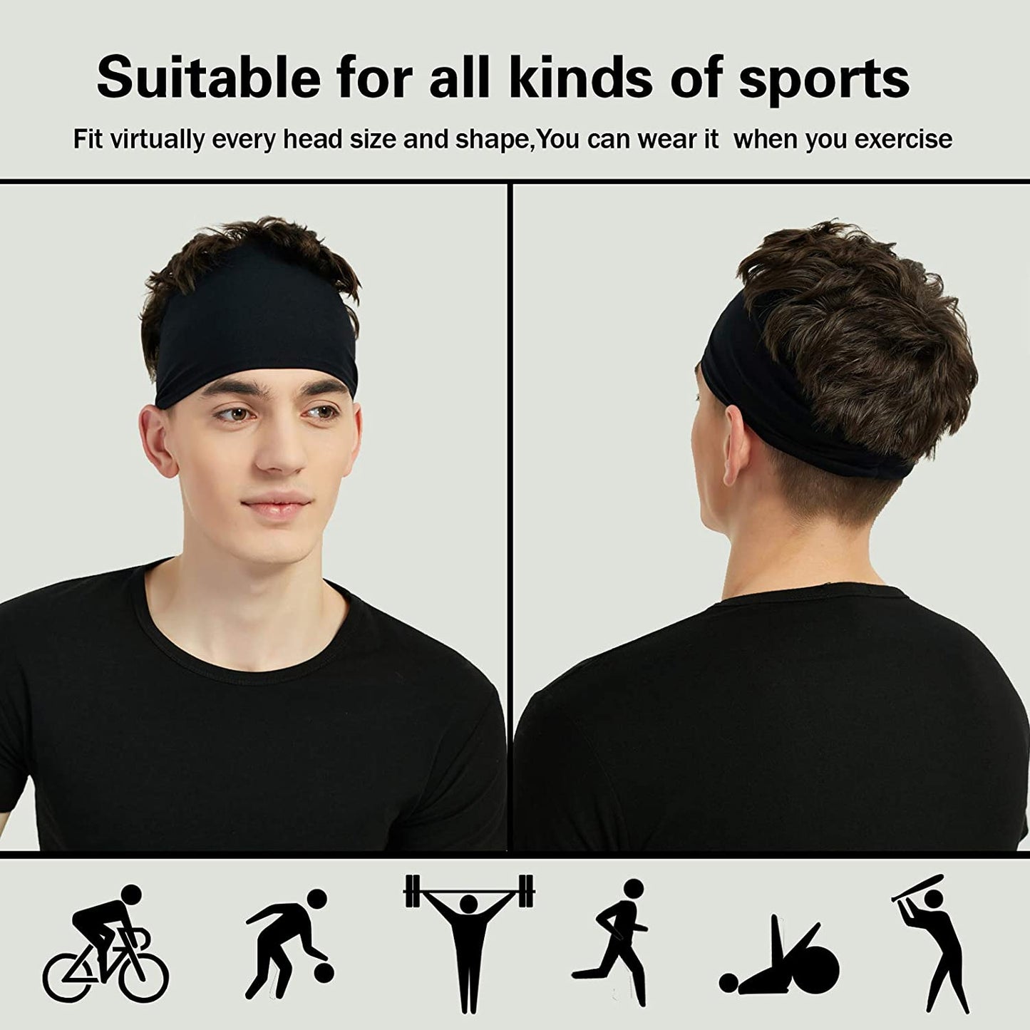 Sports Headbands Moisture, Dark Gray, Green, White, Blue, Black