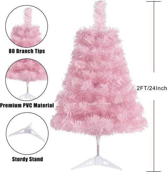 2 foot artificial Christmas tree, Pink