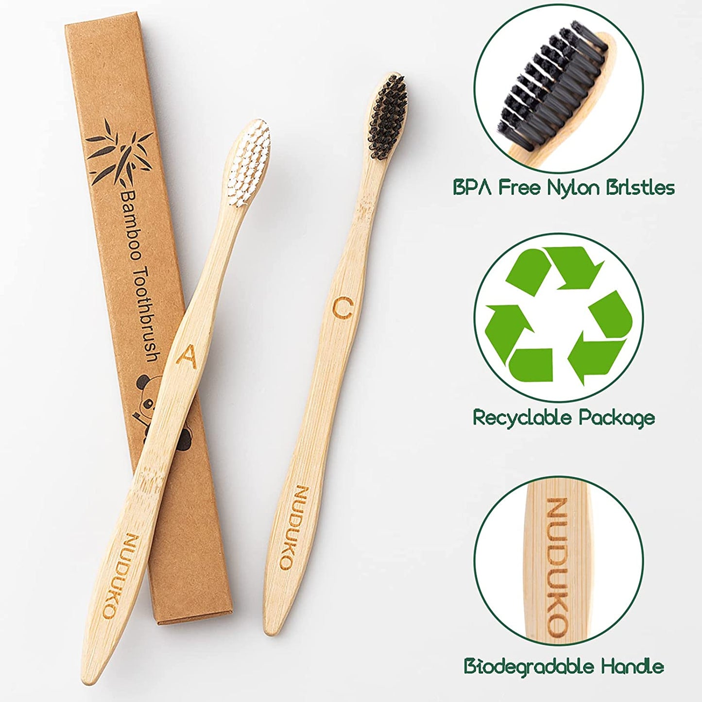 10 Biodegradable bamboo toothbrushes