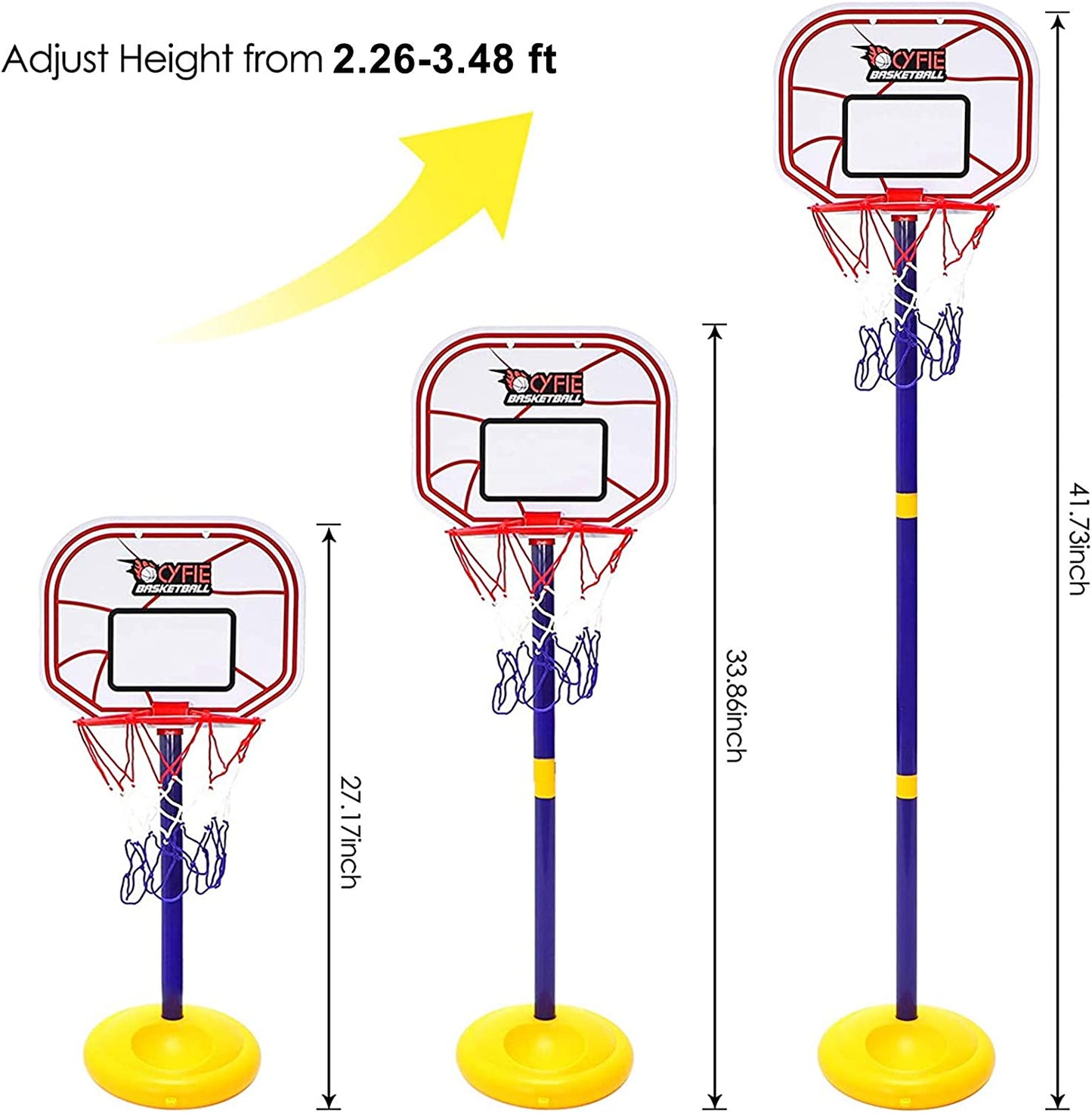 Model 3 Adjustable Height Stand Kids Basketball Hoop