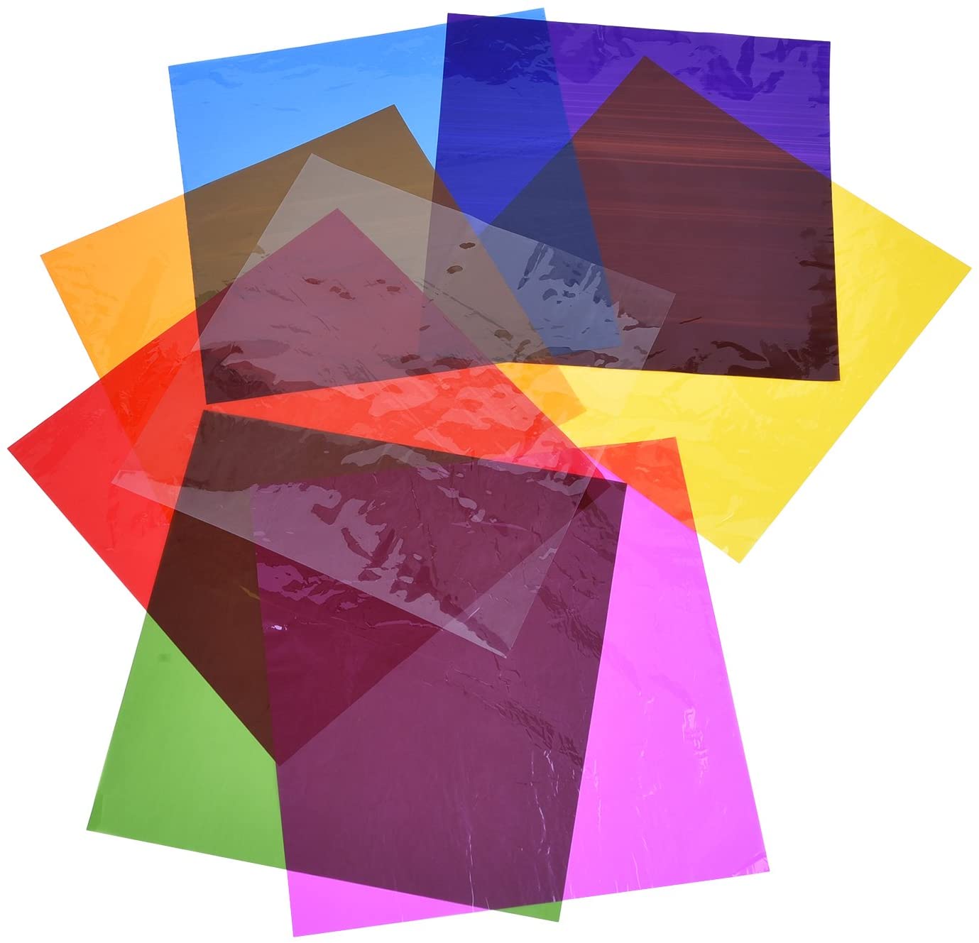 105 Cellophane Sheets, Plastic Foil Multicolor, 7.5 x 7.5 inches