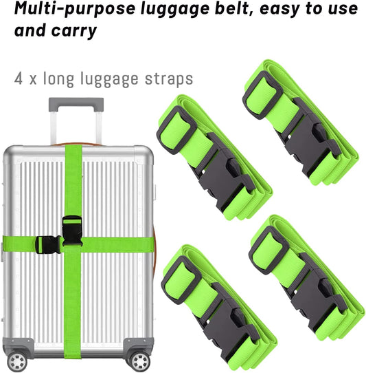 Luggage Strap And Tag Kit, 10pcs, Color: Green