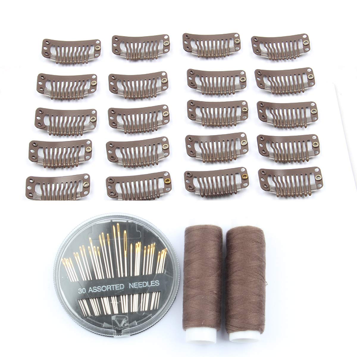 50 x Stainless Steel Hair Extension Clips (Dark Brown)