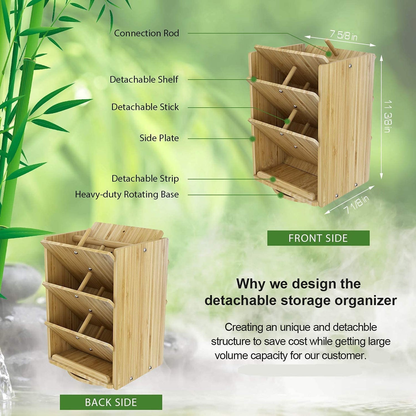 Bamboo Desk Organizer, Ultra-large 13 compartments.