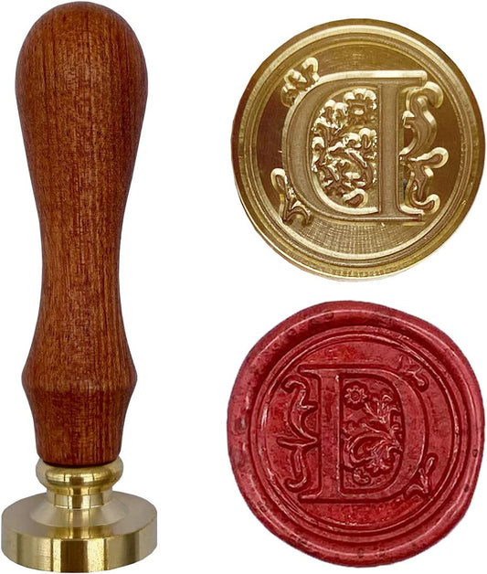 Wooden Wax Seal Vintage Retro Style (Letter D)