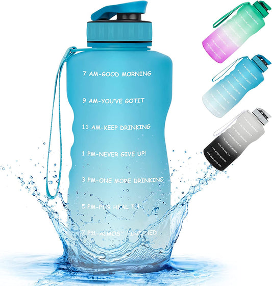 Half Gallon/64 oz Sports Water Bottle, Color (Blue White)