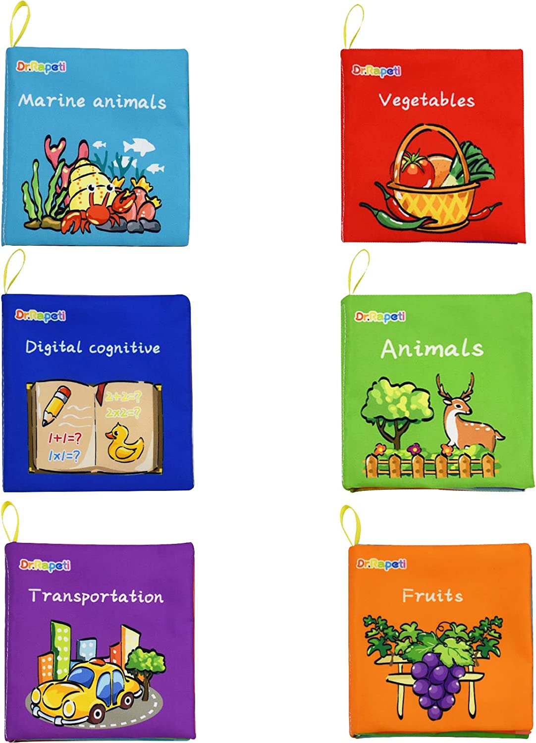 Pack of 6 Colorful Soft Cloth Books for Babies