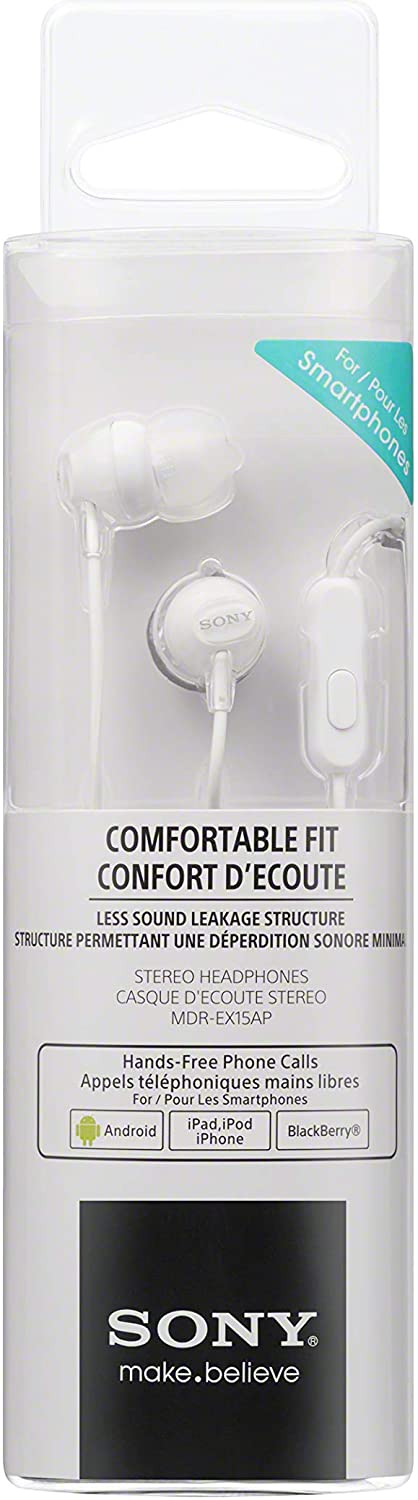 In-ear headphones with microphone, white color