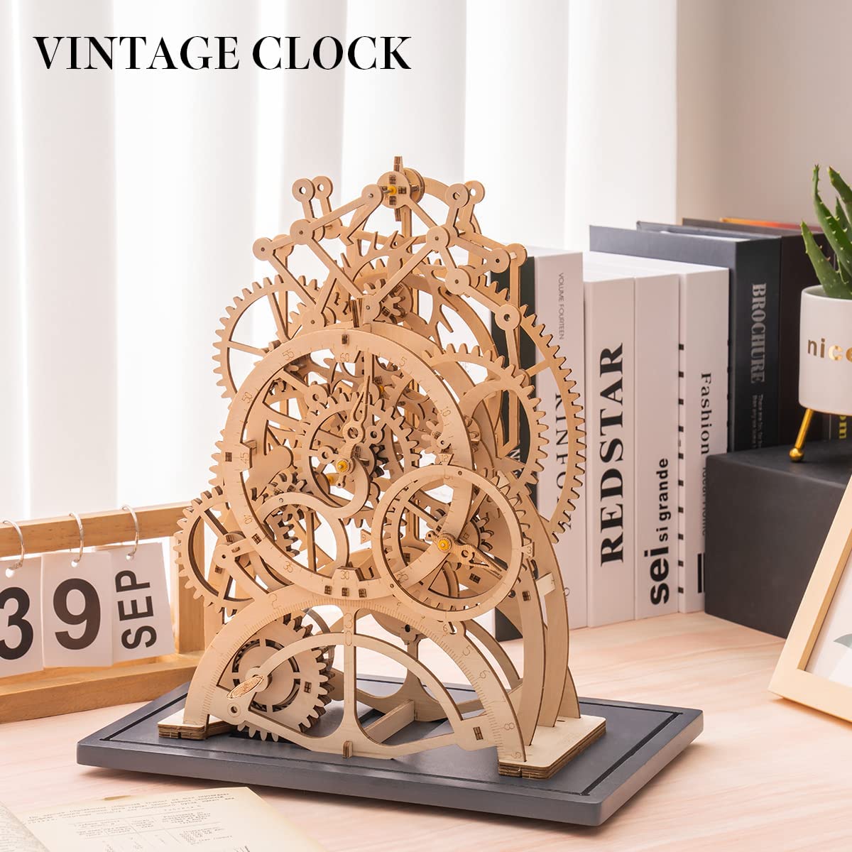 Wooden Puzzle Clock 166 Piece Engineering Educational Toy