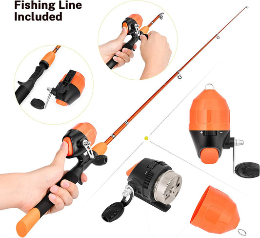 portable fishing rod and reel combos, Color: Bright Orange