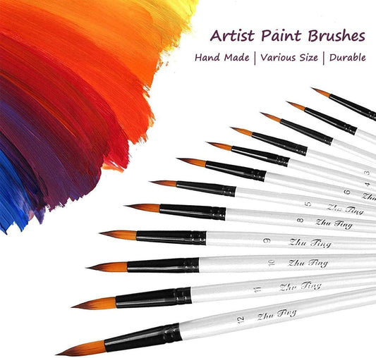 12 professional round tip brushes (Round Tip/12 Different Size)