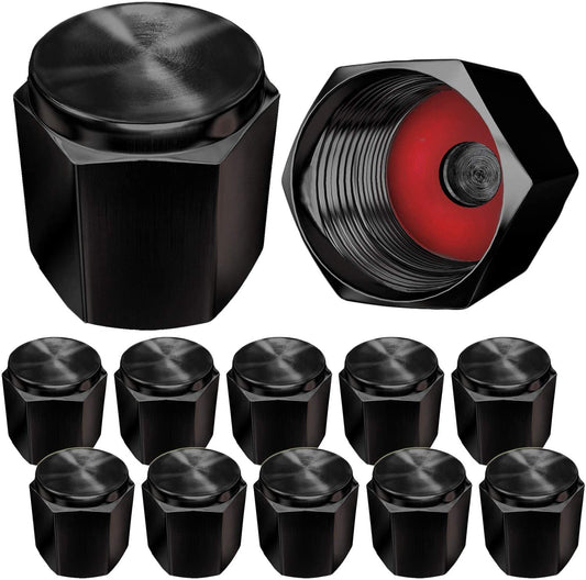 Aluminum Tire Valve Stem Caps (Pack of 12 Black E Valve Caps)