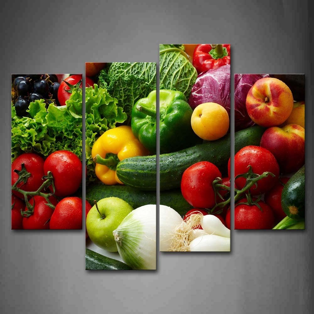 Wall painting, printed on canvas (colorful vegetables) 4 pcs