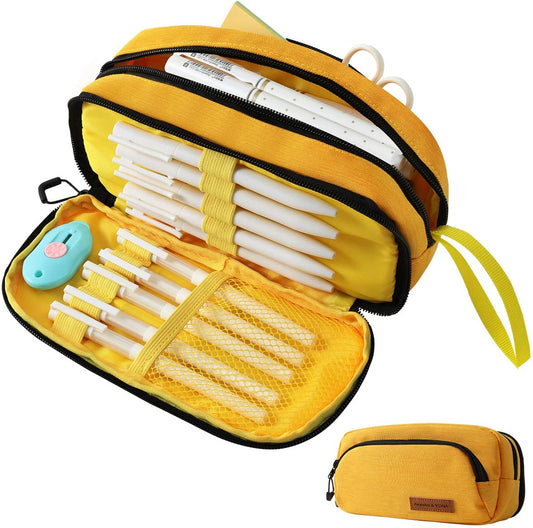 Pencil Case, (Yellow), 10.12 x 4.92 x 1.93 inches