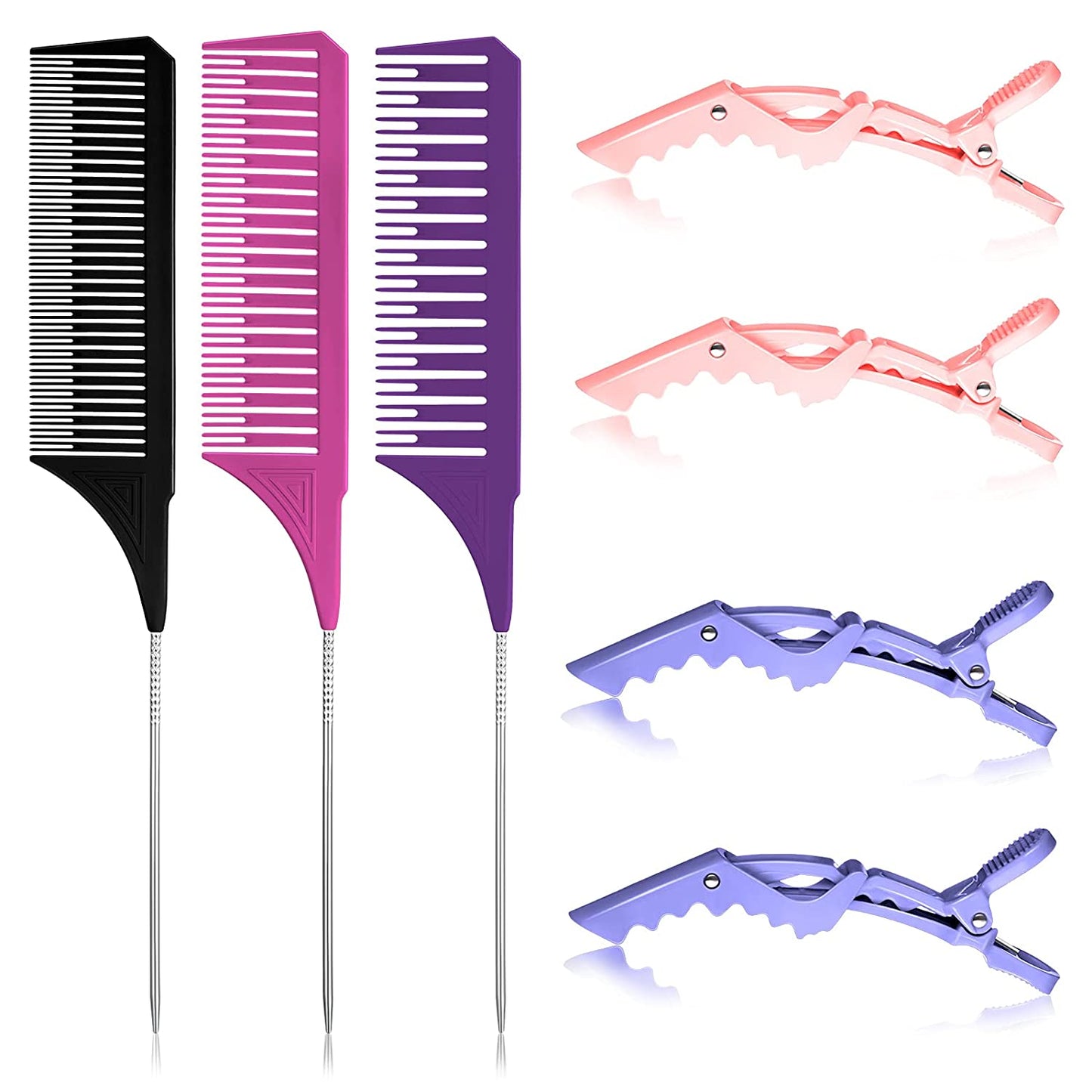 3-piece highlighter combs with 4 alligator clips(Vivid Color)