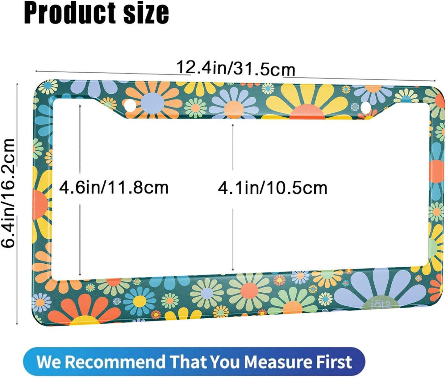 Colorful Flowers License Plate Frame 12 x 6 Inch, Multi23