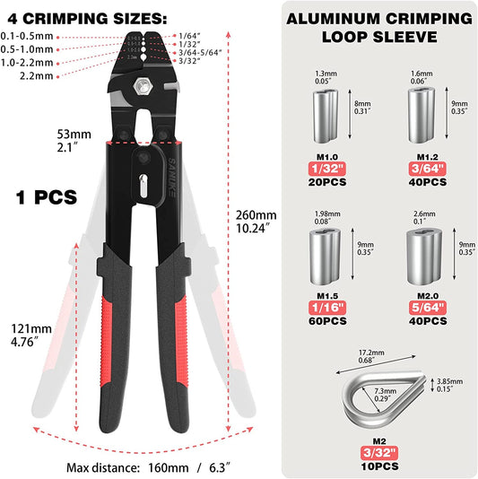 160 Tool for crimping steel cables Crimpa 2.2 mm (black)