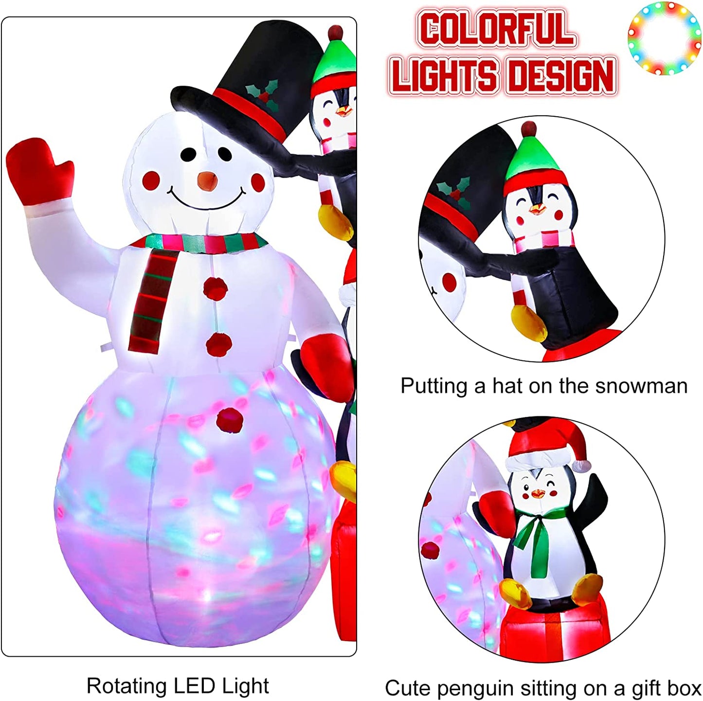 6 foot Christmas inflatables with LED lights