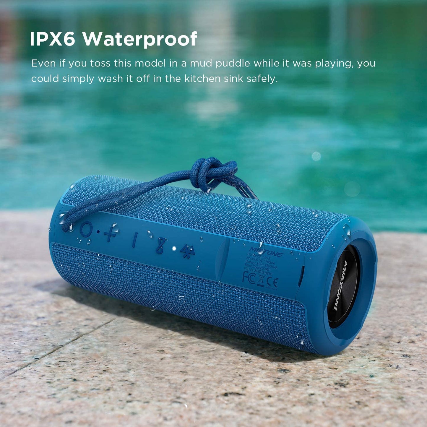 Waterproof wireless portable bluetooth speaker - blue color