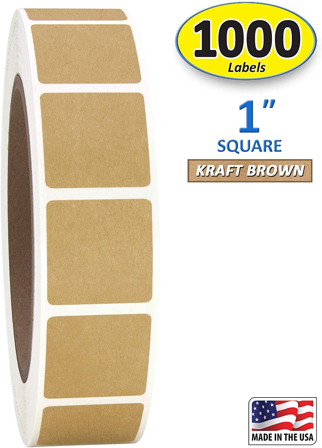 Roll of 1,000 1" Square Labels (Kraft Brown)