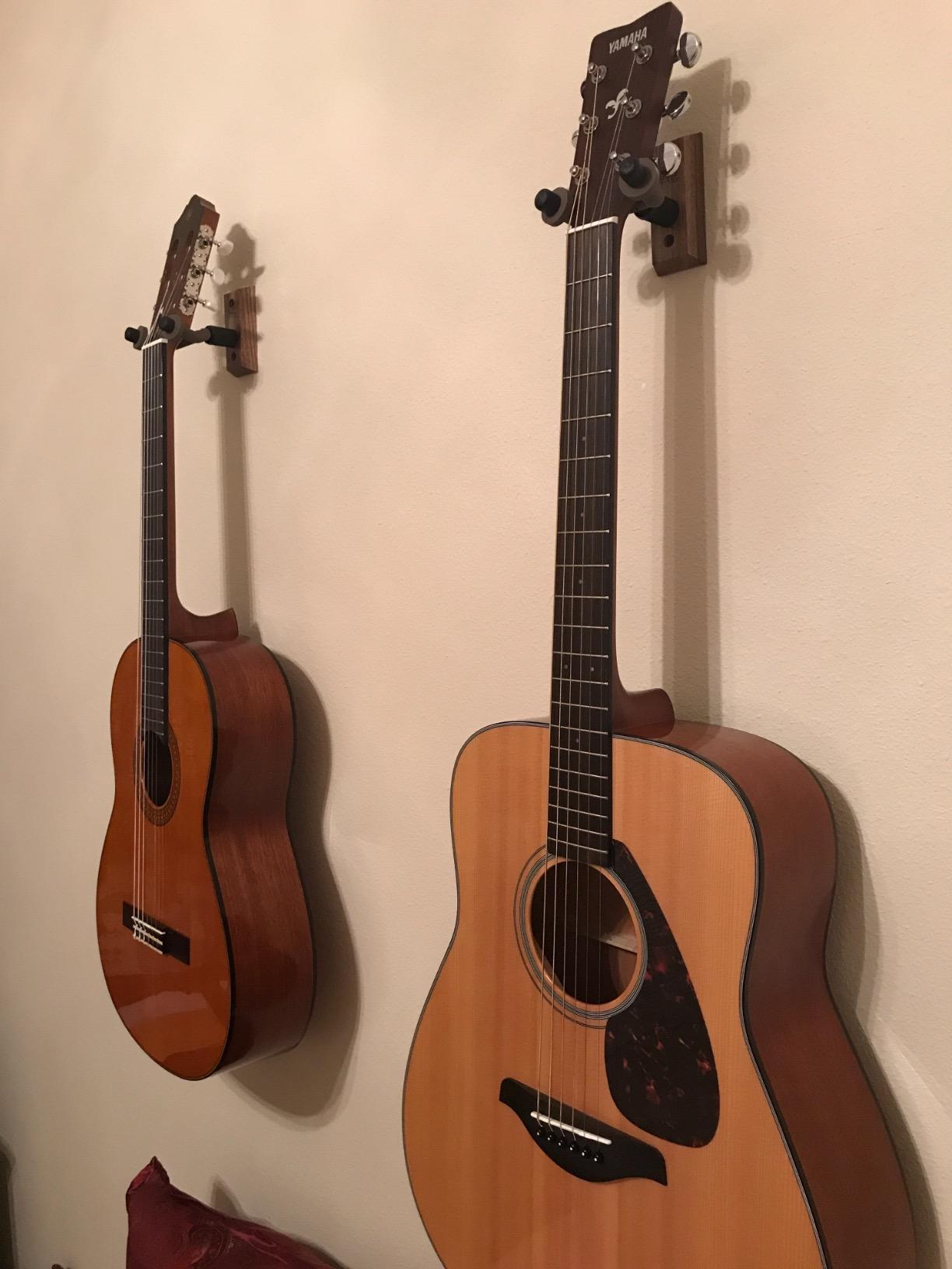 Hardwood home and studio guitar wall mount, color: black walnut