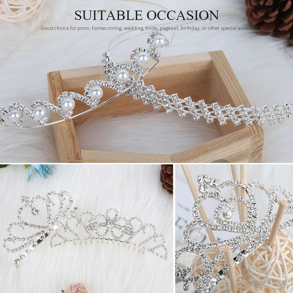 Set of 5 crystal headbands, color: silver