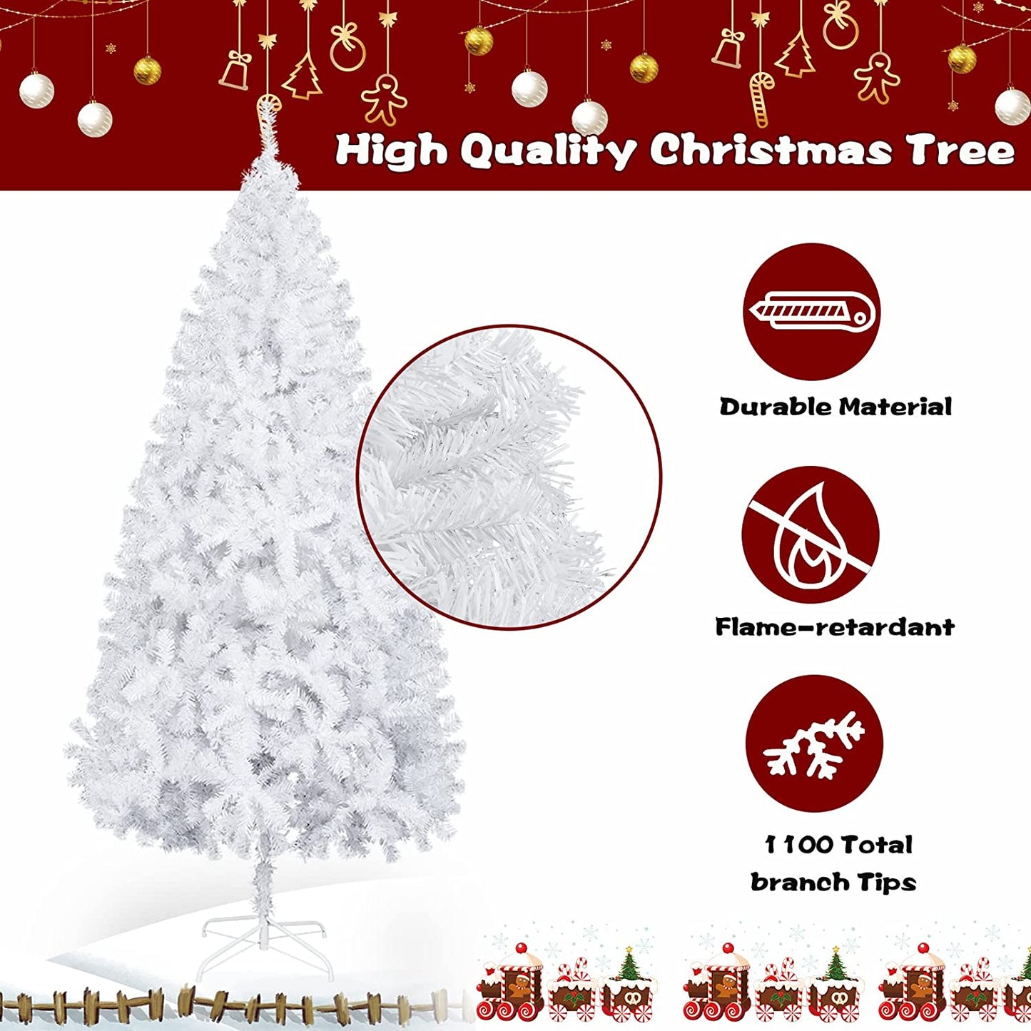 6 foot white artificial Christmas pine tree